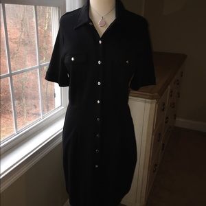 Black button down midi dress